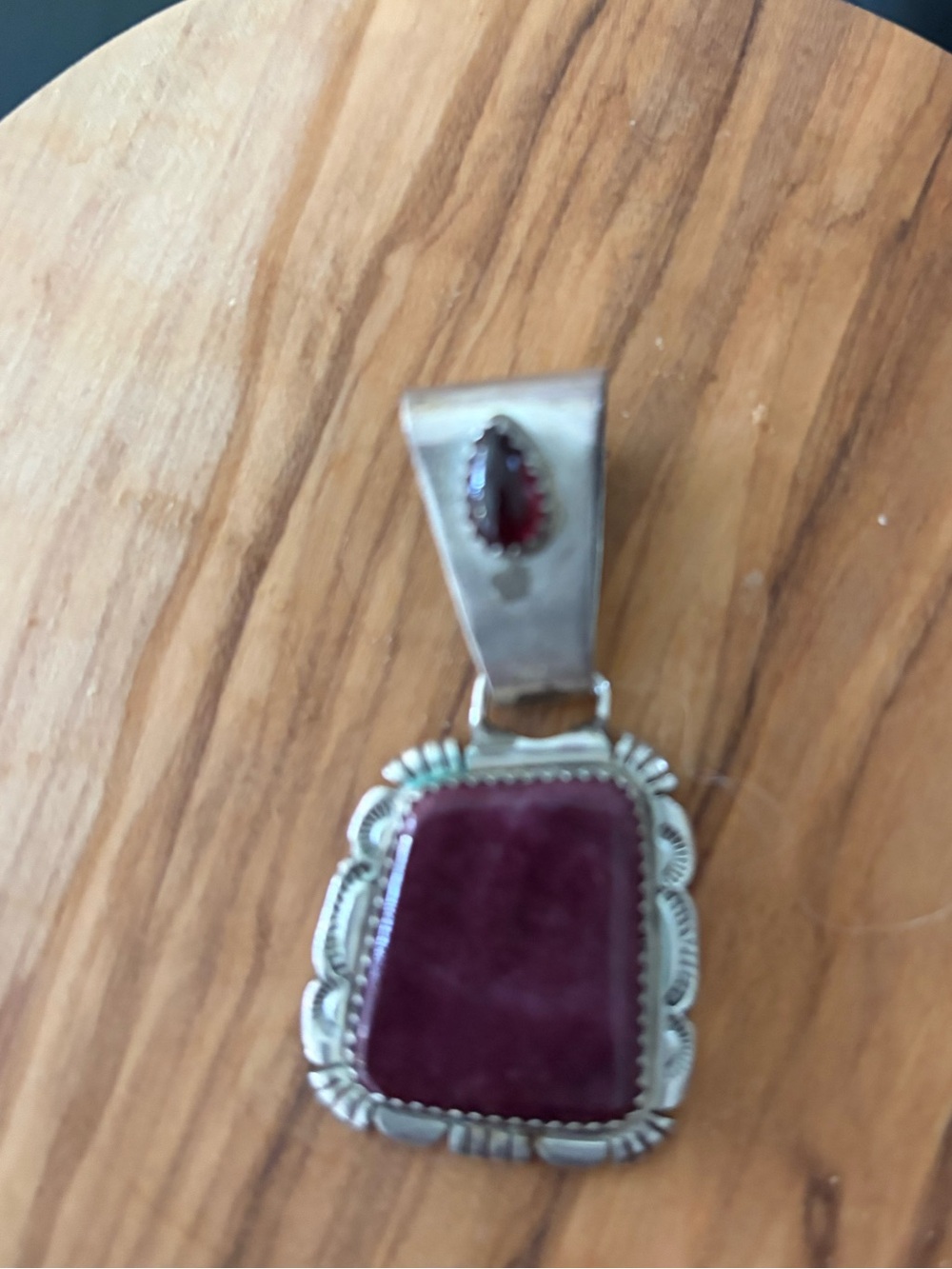 Vintage Sterling Silver plum Aztec pendant signed